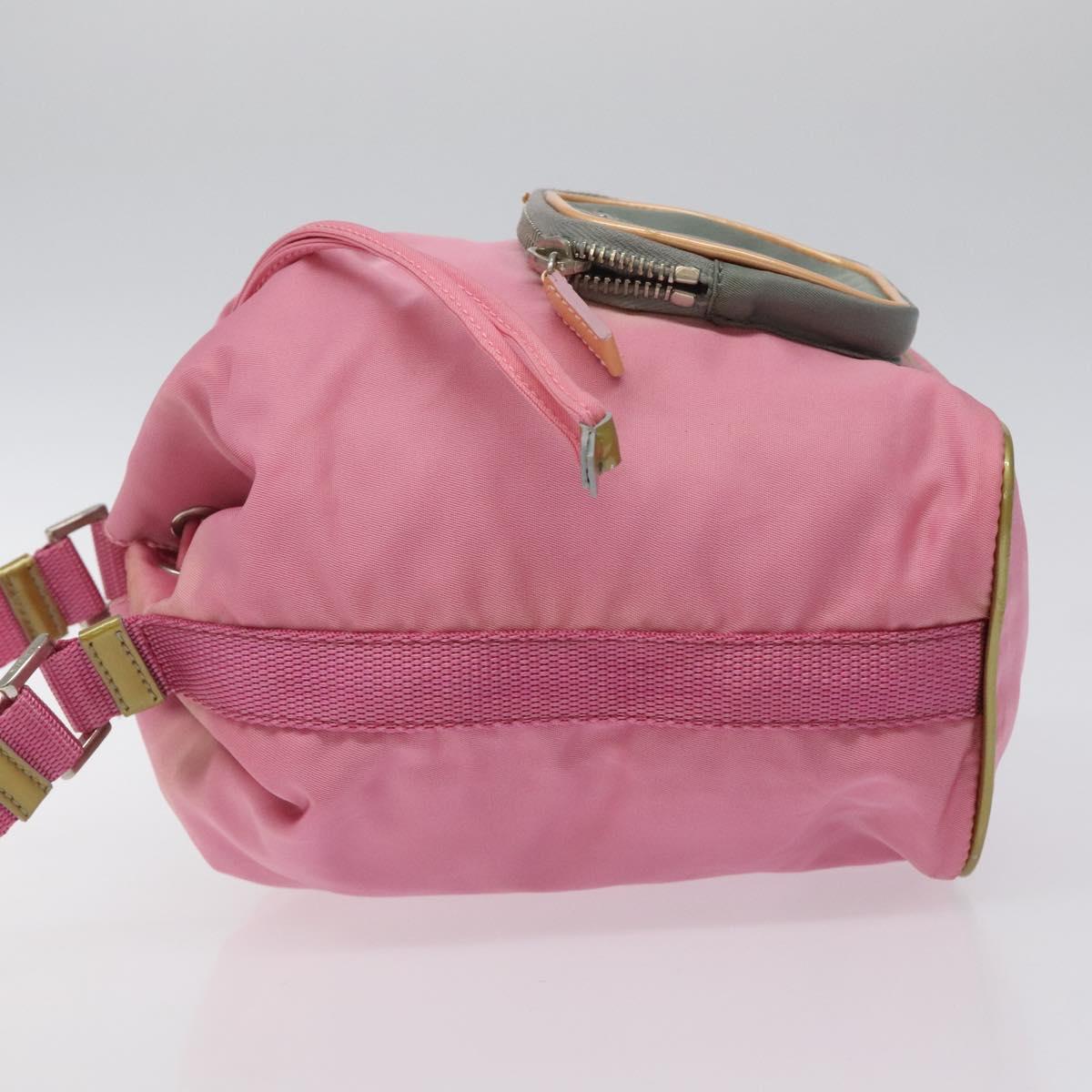 PRADA Hand Bag Nylon Pink Silver Auth ar13470