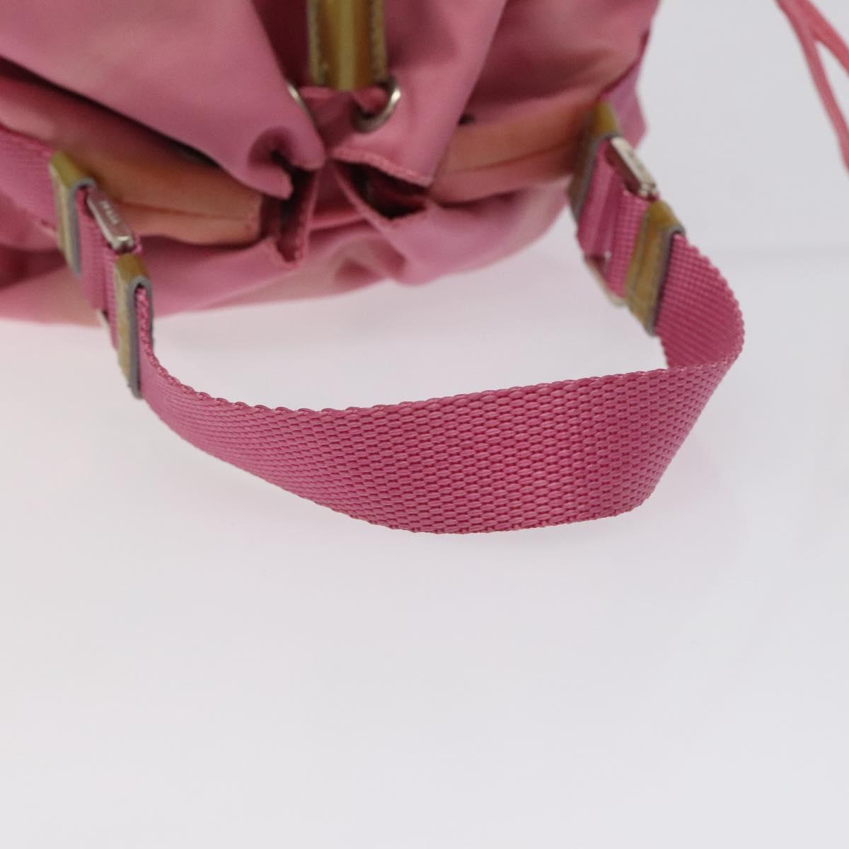 PRADA Hand Bag Nylon Pink Silver Auth ar13470