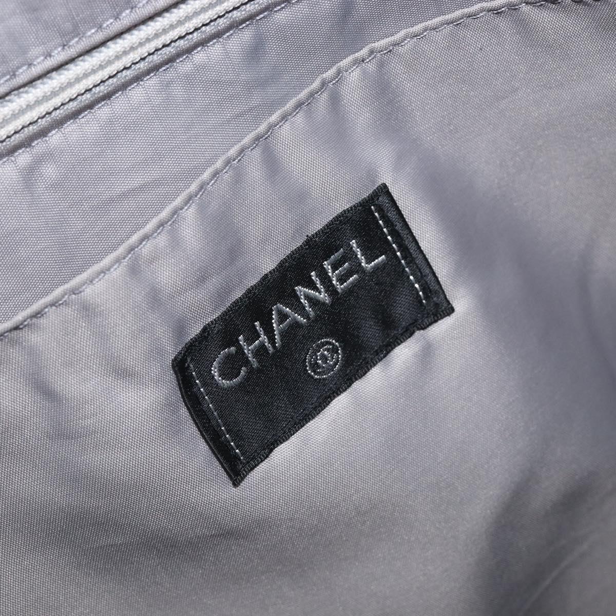 CHANEL Sports Tote Bag Nylon Gray White CC Auth ar13479