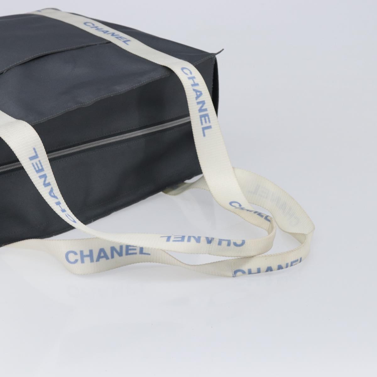 CHANEL Sports Tote Bag Nylon Gray White CC Auth ar13479