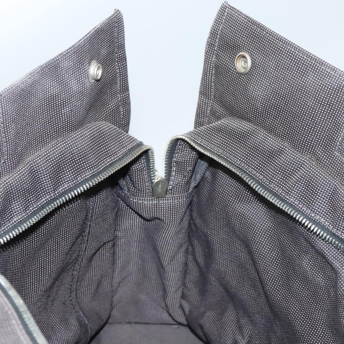 HERMES Her Line MM Tote Bag Canvas Gray Silver Auth ar13480
