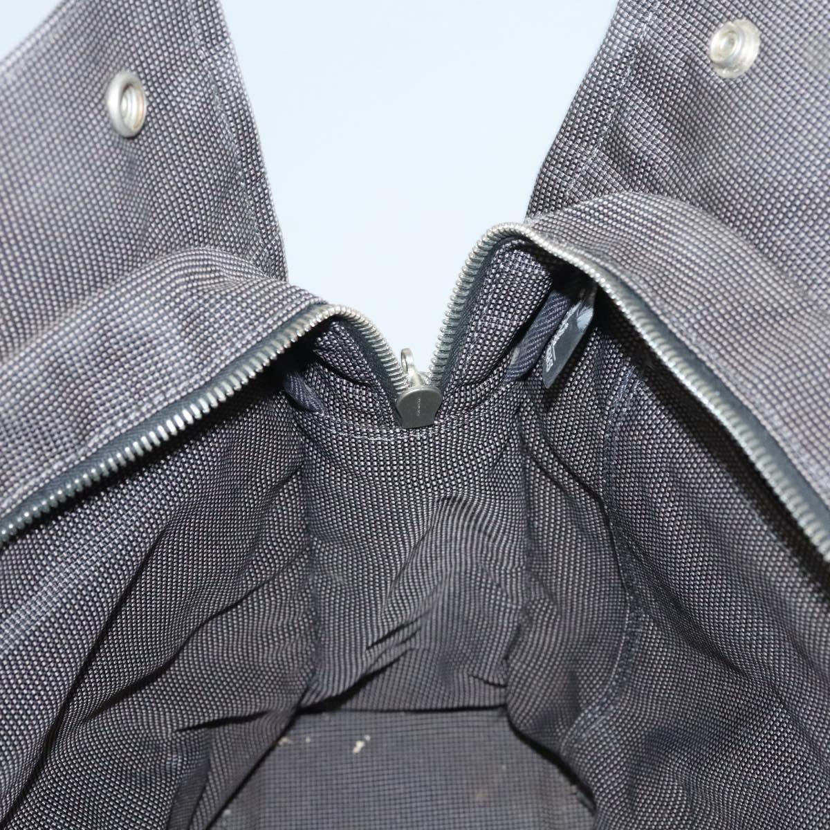 HERMES Her Line MM Tote Bag Canvas Gray Silver Auth ar13480