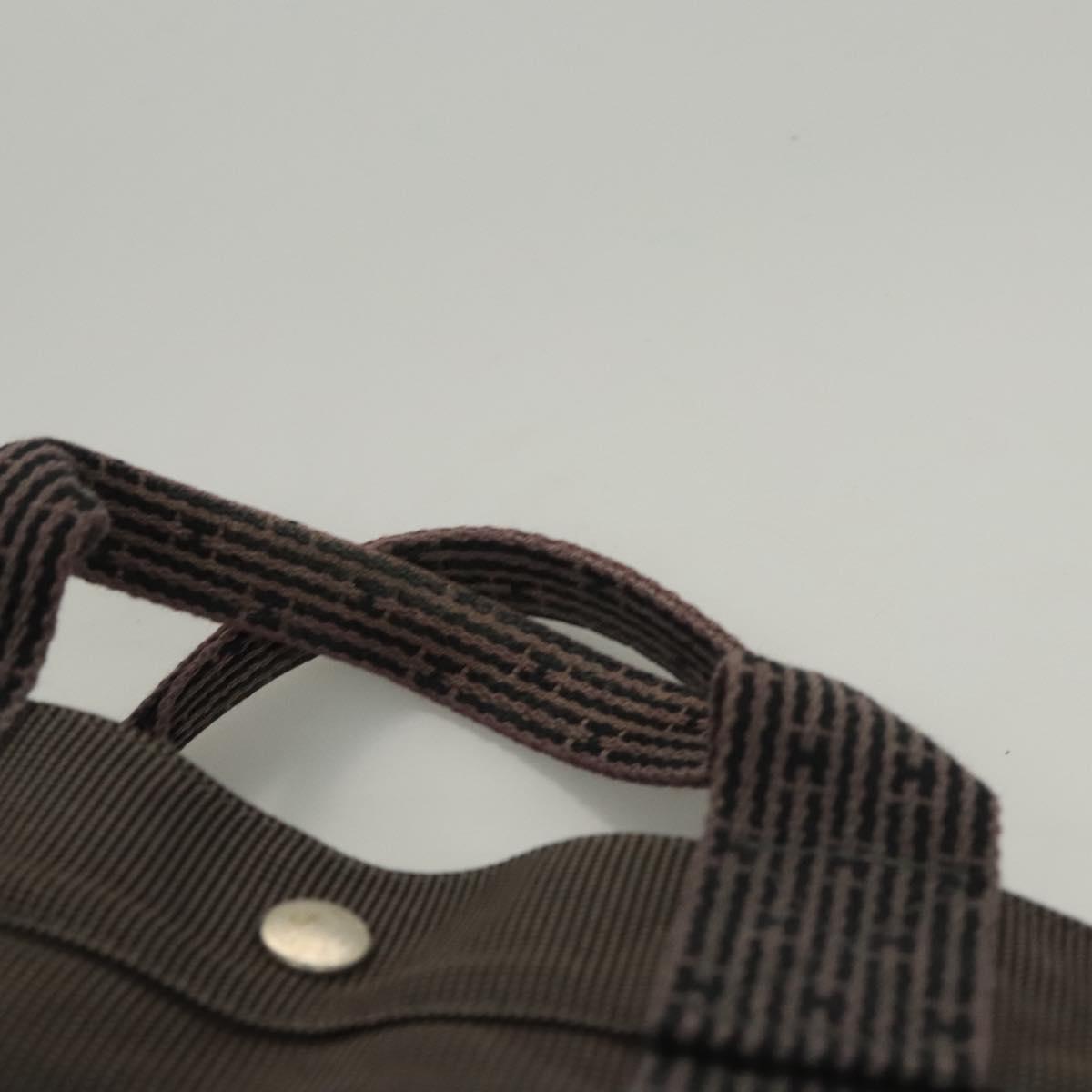 HERMES Her Line MM Tote Bag Canvas Gray Silver Auth ar13480