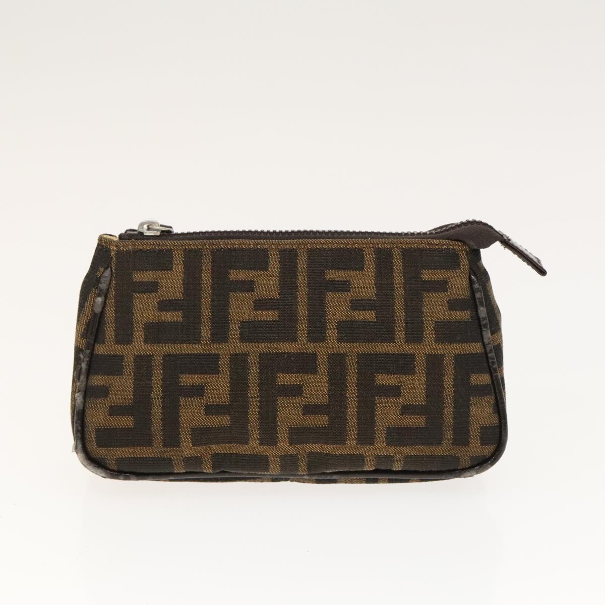 FENDI Zucca Canvas Pouch 2Set Black Brown Auth ar13481
