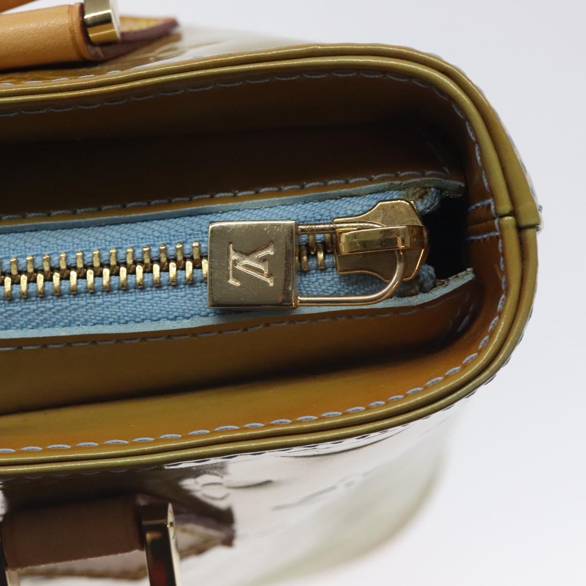 LOUIS VUITTON Monogram Vernis Houston Hand Bag Baby Blue M91005 LV Auth ar13496