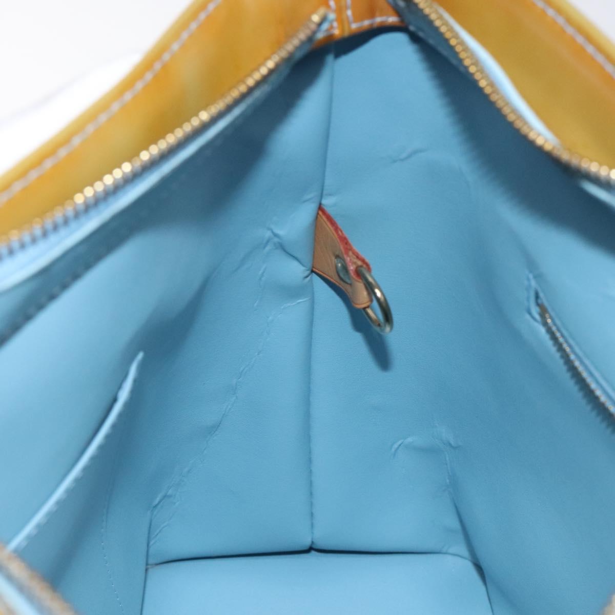 LOUIS VUITTON Monogram Vernis Houston Hand Bag Baby Blue M91005 LV Auth ar13496