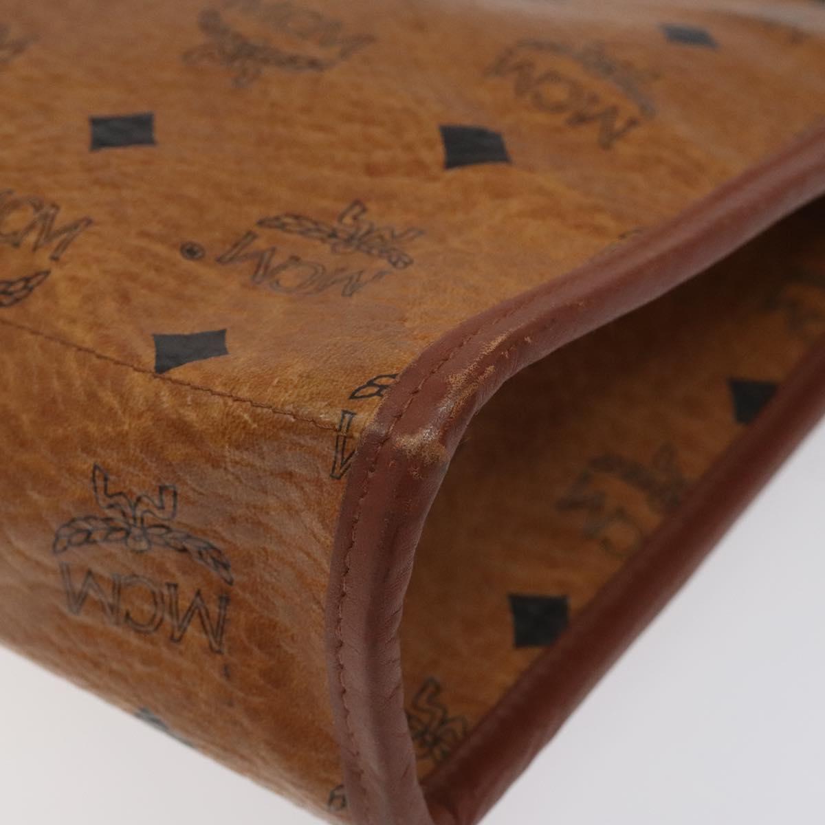 MCM Logogram Vicetos Clutch Bag PVC Leather Brown Gold Auth ar13502