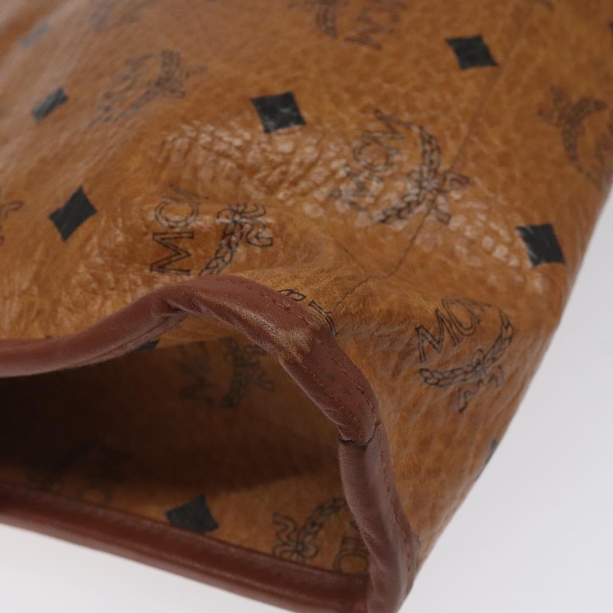 MCM Logogram Vicetos Clutch Bag PVC Leather Brown Gold Auth ar13502