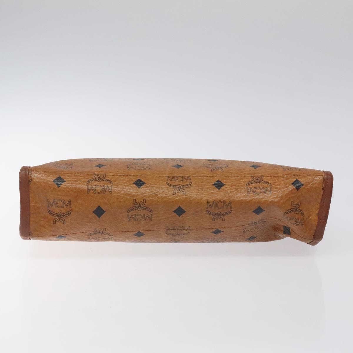 MCM Logogram Vicetos Clutch Bag PVC Leather Brown Gold Auth ar13502