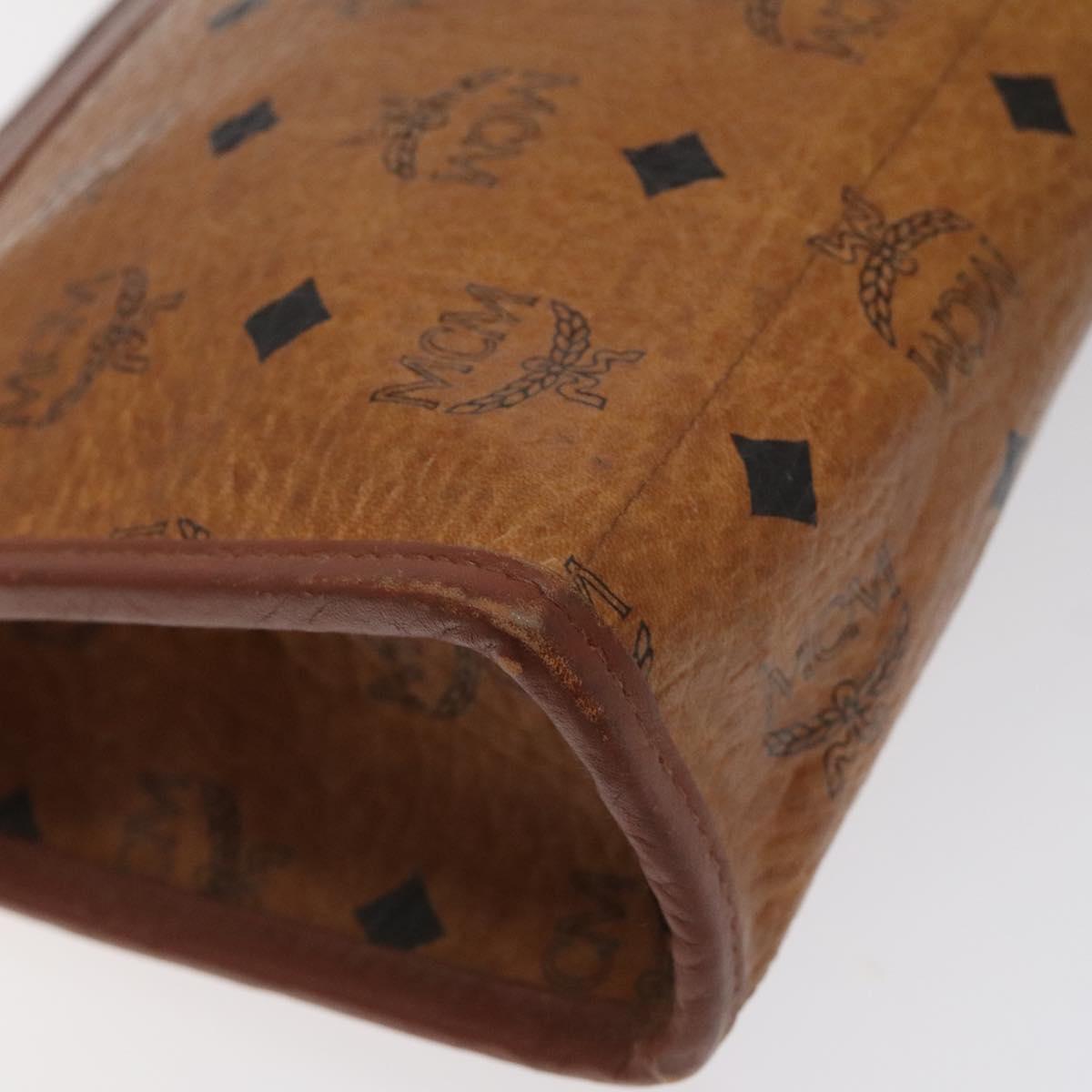 MCM Logogram Vicetos Clutch Bag PVC Leather Brown Gold Auth ar13502