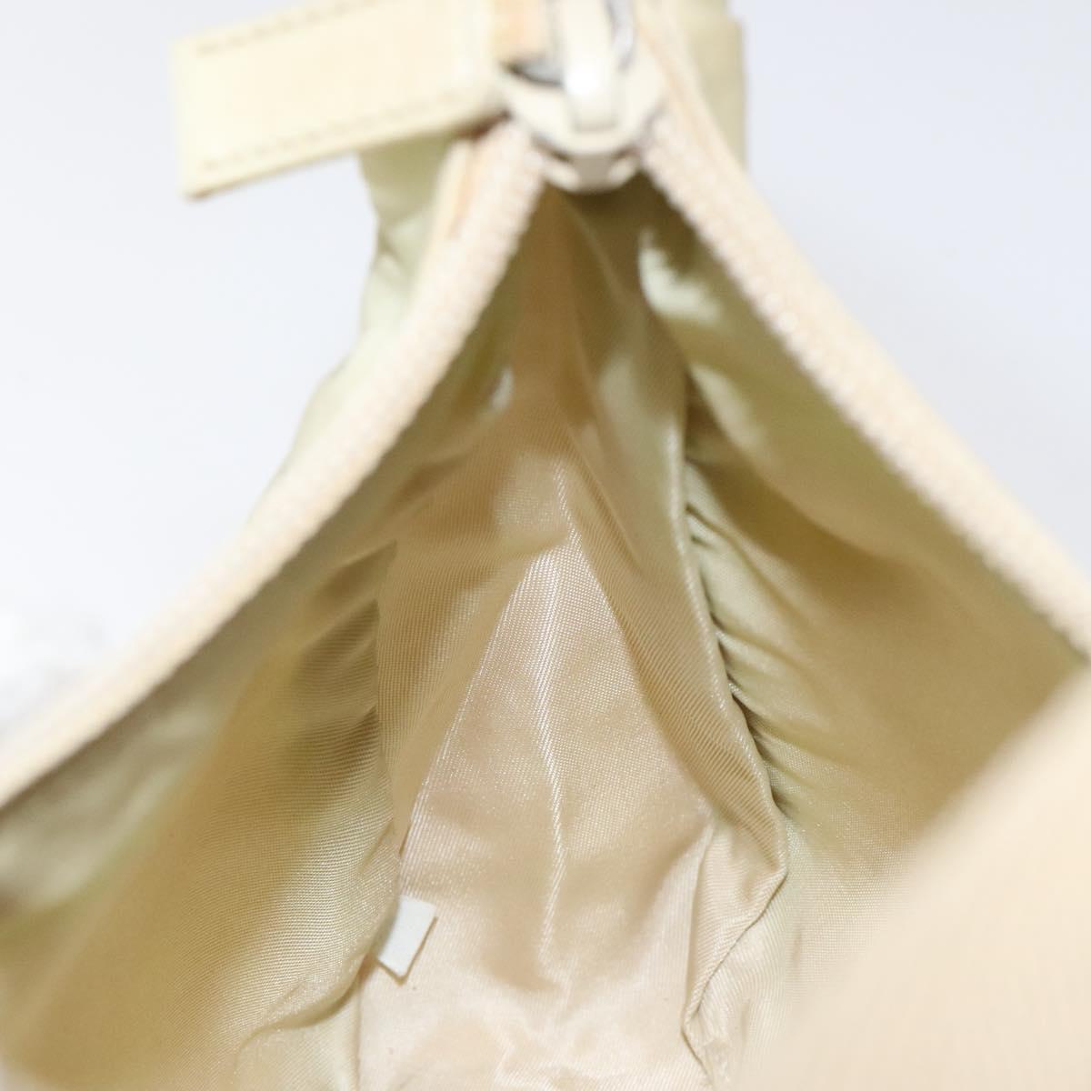 PRADA Accessory Pouch Nylon Beige Silver Auth ar13503