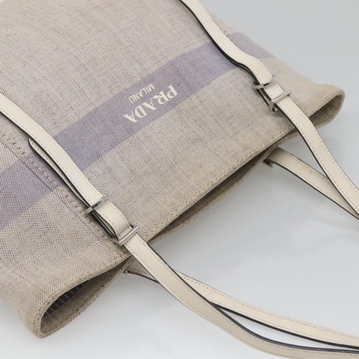 PRADA Tote Bag Canvas Gray Silver Auth ar13504