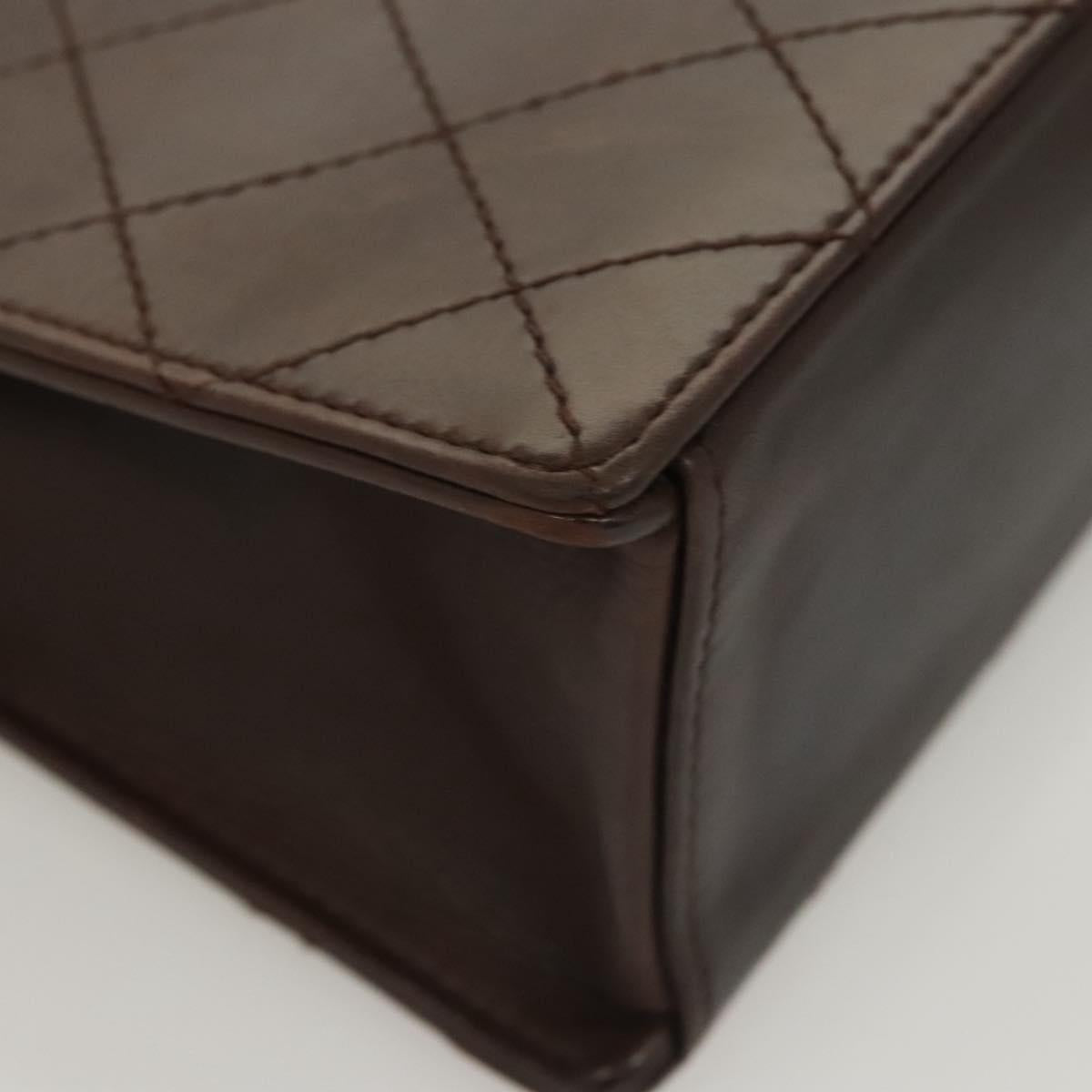 CHANEL Matelasse Hand Bag Leather Brown CC Auth ar13513