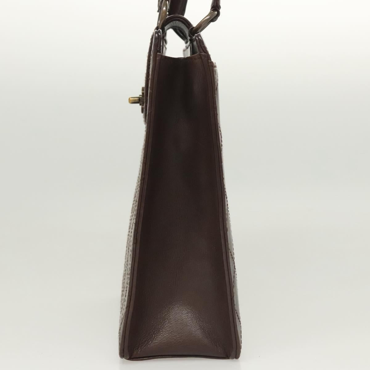 CHANEL Matelasse Hand Bag Leather Brown CC Auth ar13513