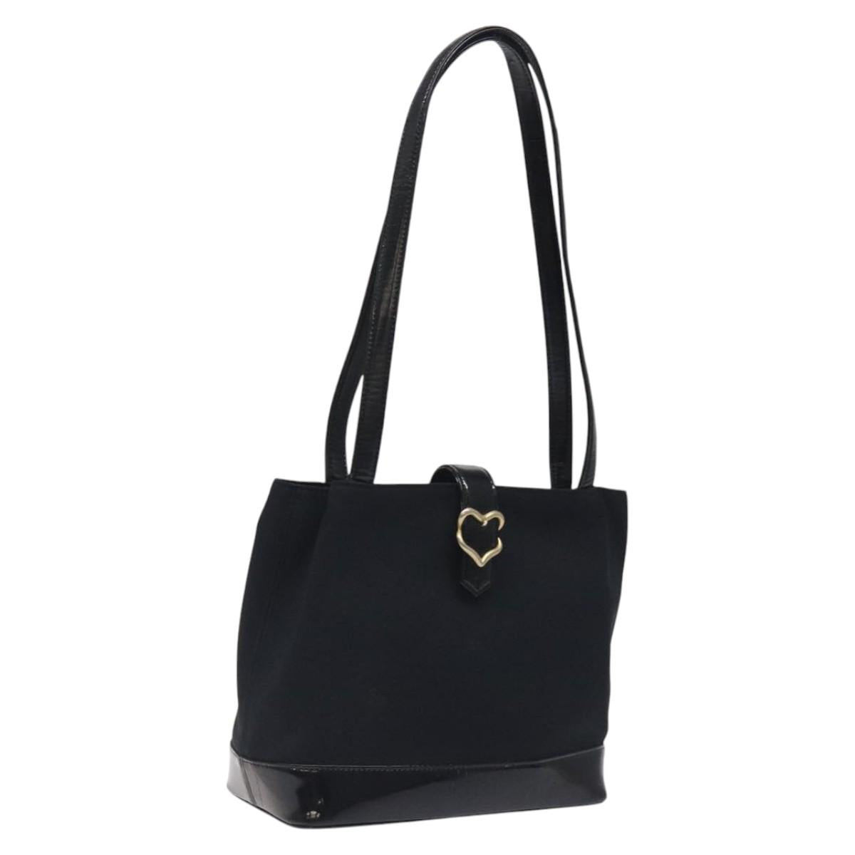 SAINT LAURENT Shoulder Bag Canvas Black Gold Auth ar13515