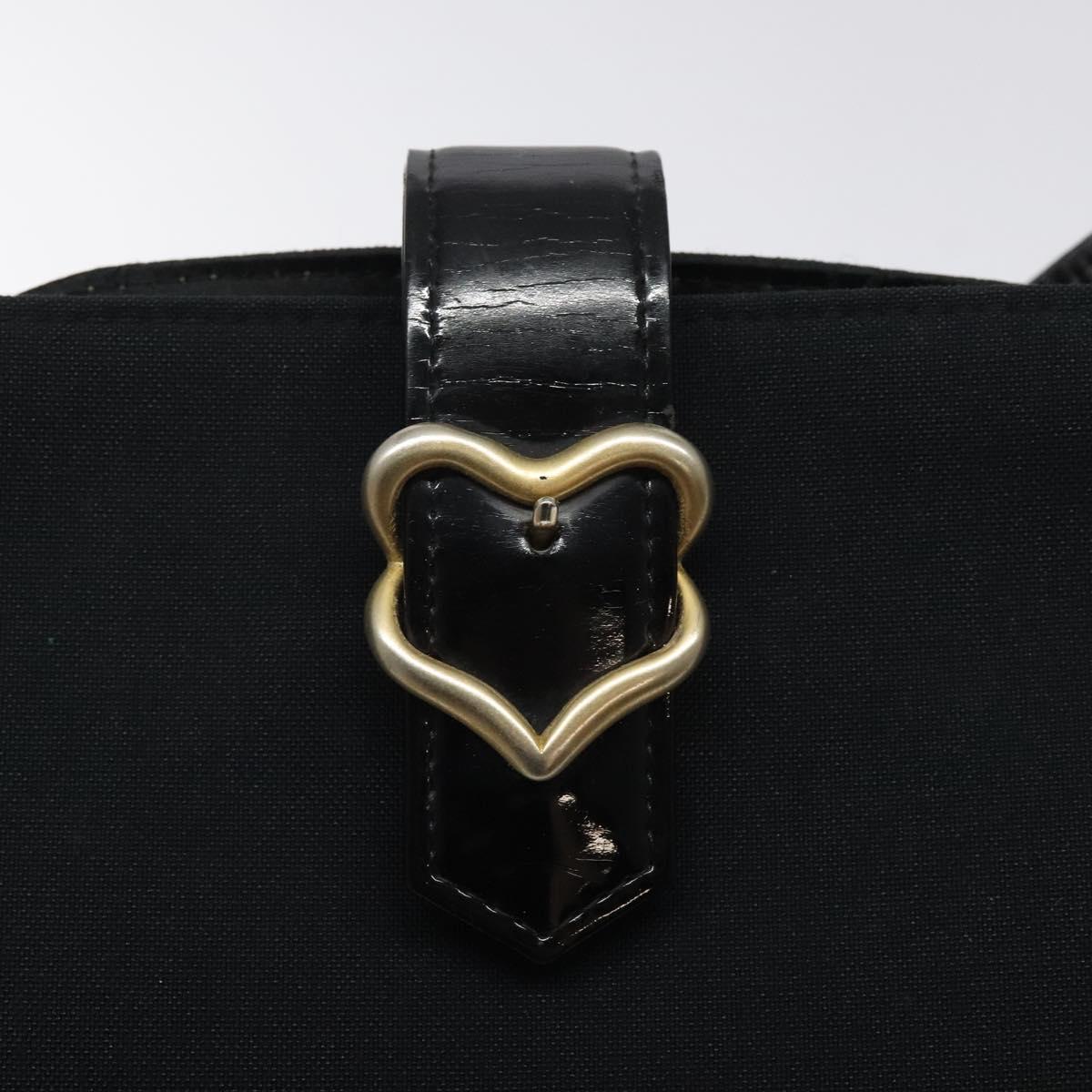 SAINT LAURENT Shoulder Bag Canvas Black Gold Auth ar13515