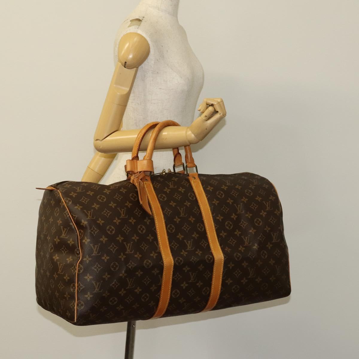 LOUIS VUITTON Monogram Keepall 55 Boston Bag M41424 LV Auth ar13527