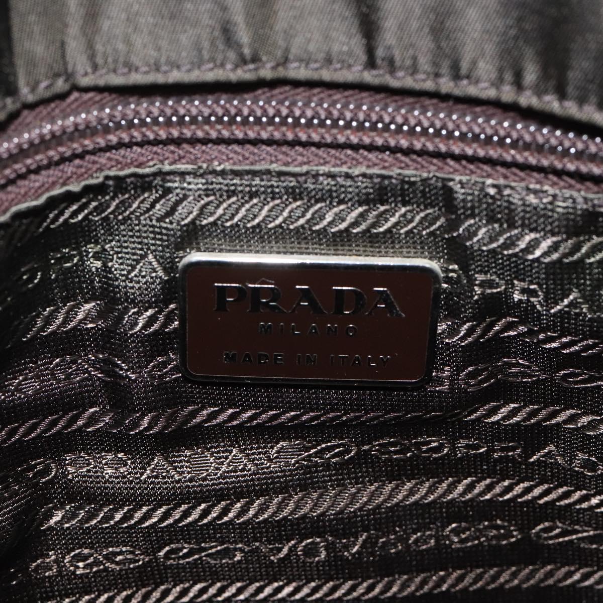 PRADA Hand Bag Nylon Khaki Silver Auth ar13534