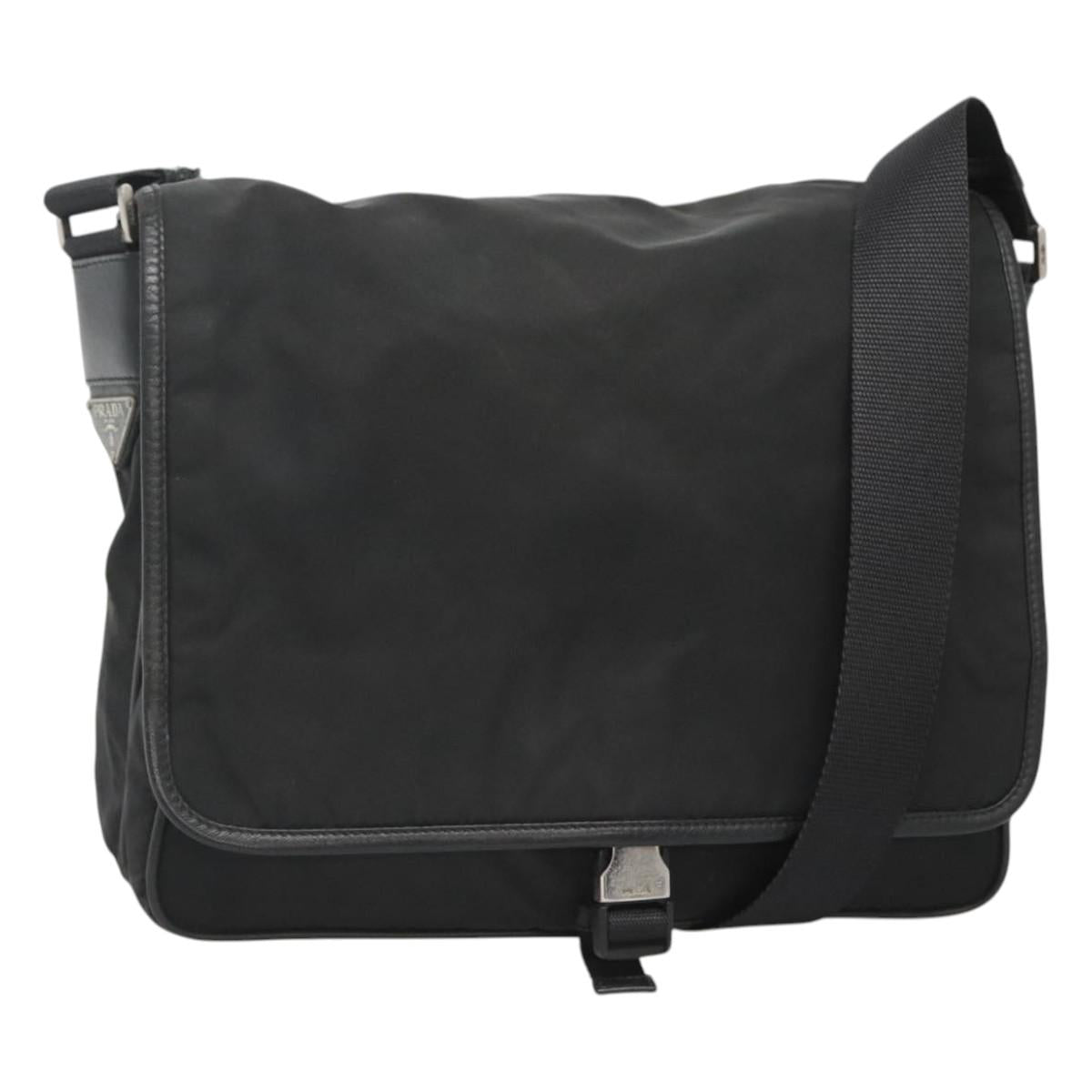 PRADA Shoulder Bag Nylon Black Silver Auth ar13535