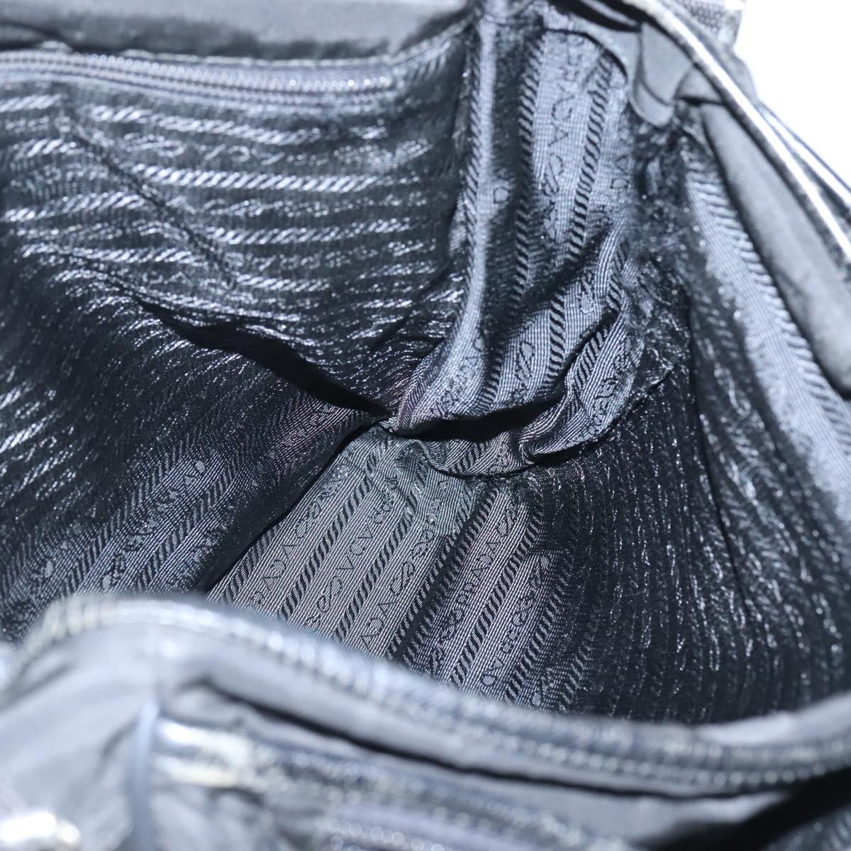 PRADA Shoulder Bag Nylon Black Silver Auth ar13535