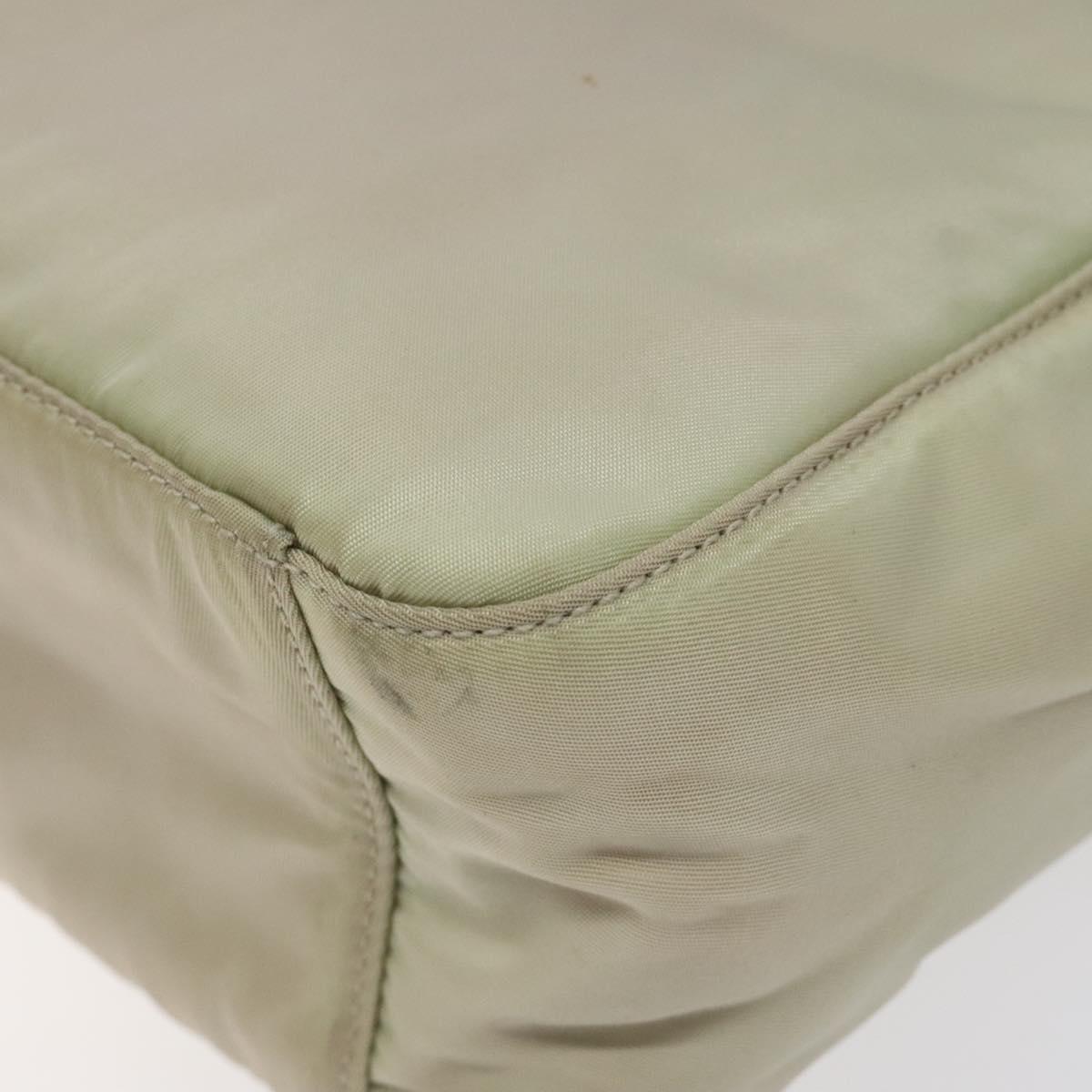 PRADA Tote Bag Nylon Beige Silver Auth ar13537