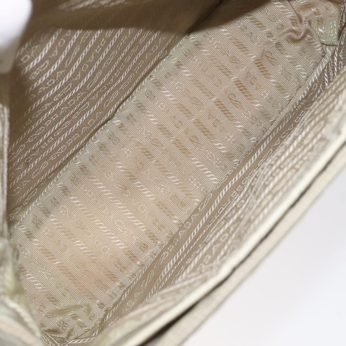 PRADA Tote Bag Nylon Beige Silver Auth ar13537