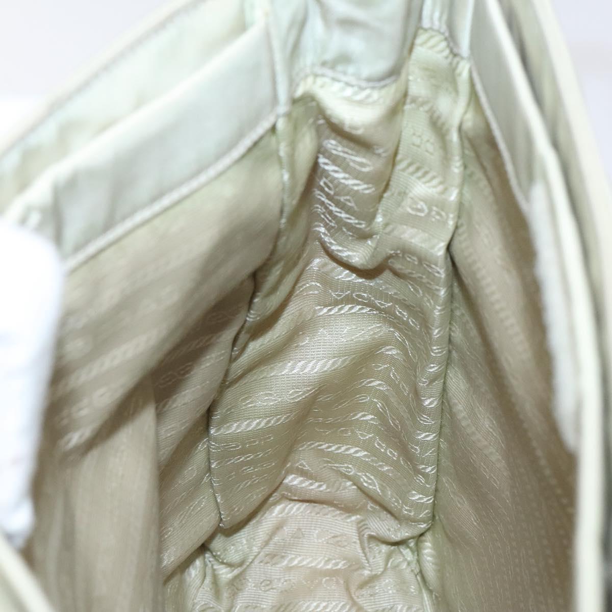 PRADA Tote Bag Nylon Beige Silver Auth ar13537