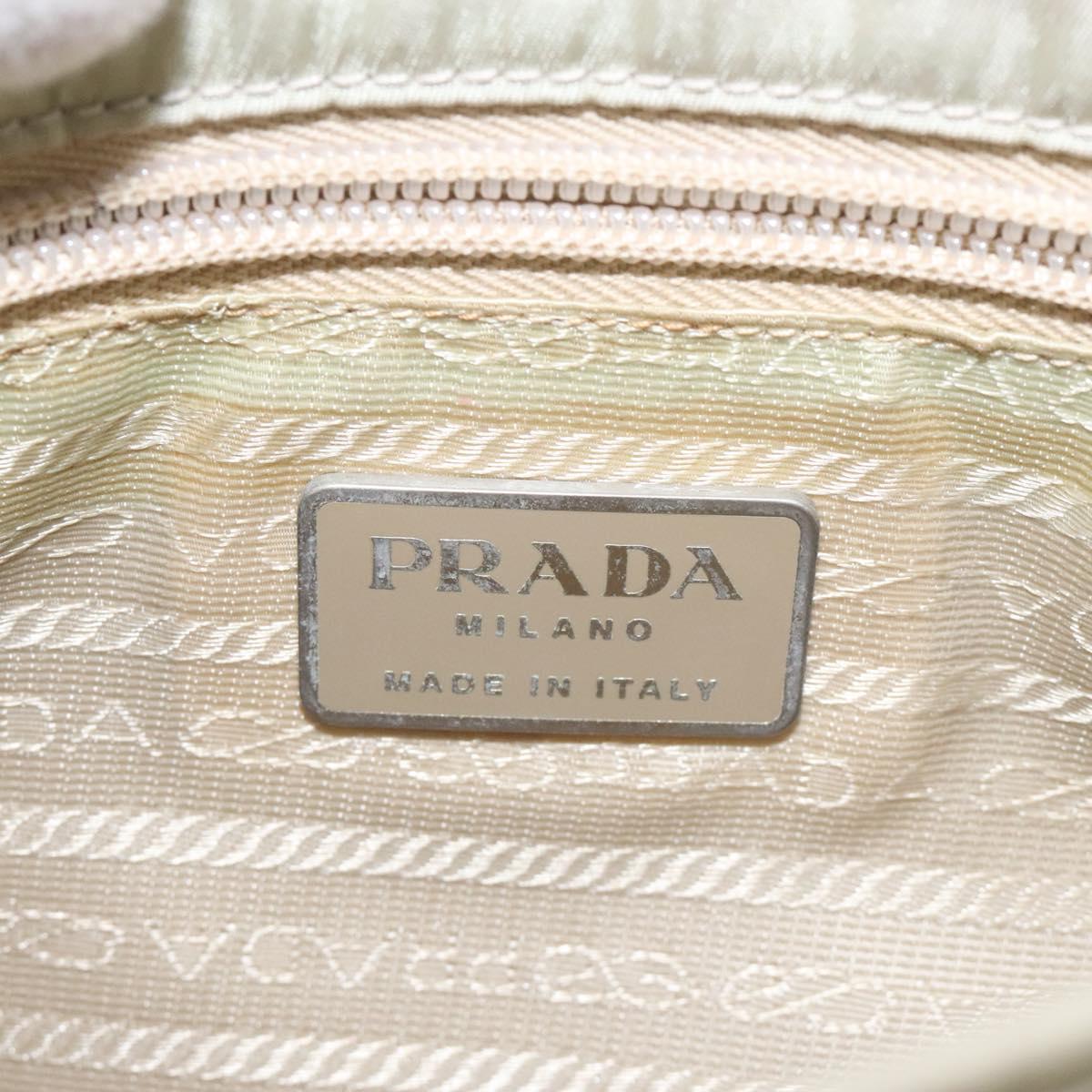 PRADA Tote Bag Nylon Beige Silver Auth ar13537