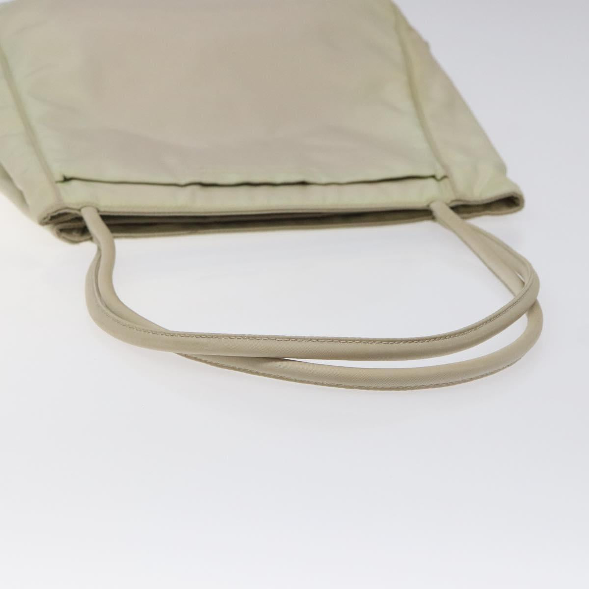 PRADA Tote Bag Nylon Beige Silver Auth ar13537