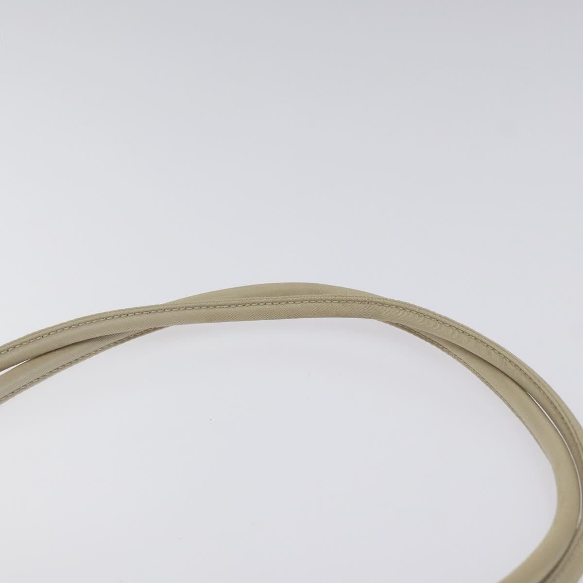 PRADA Tote Bag Nylon Beige Silver Auth ar13537