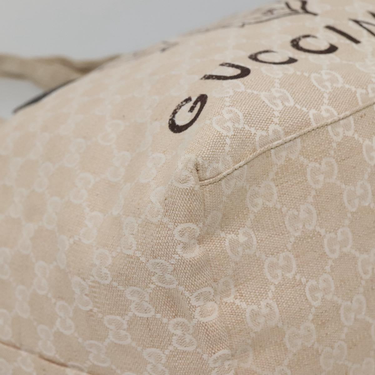 GUCCI GG Canvas Tote Bag Beige Silver 283416 Auth ar13566