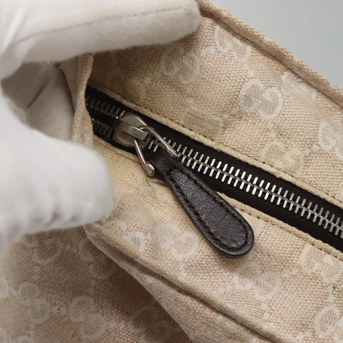 GUCCI GG Canvas Tote Bag Beige Silver 283416 Auth ar13566