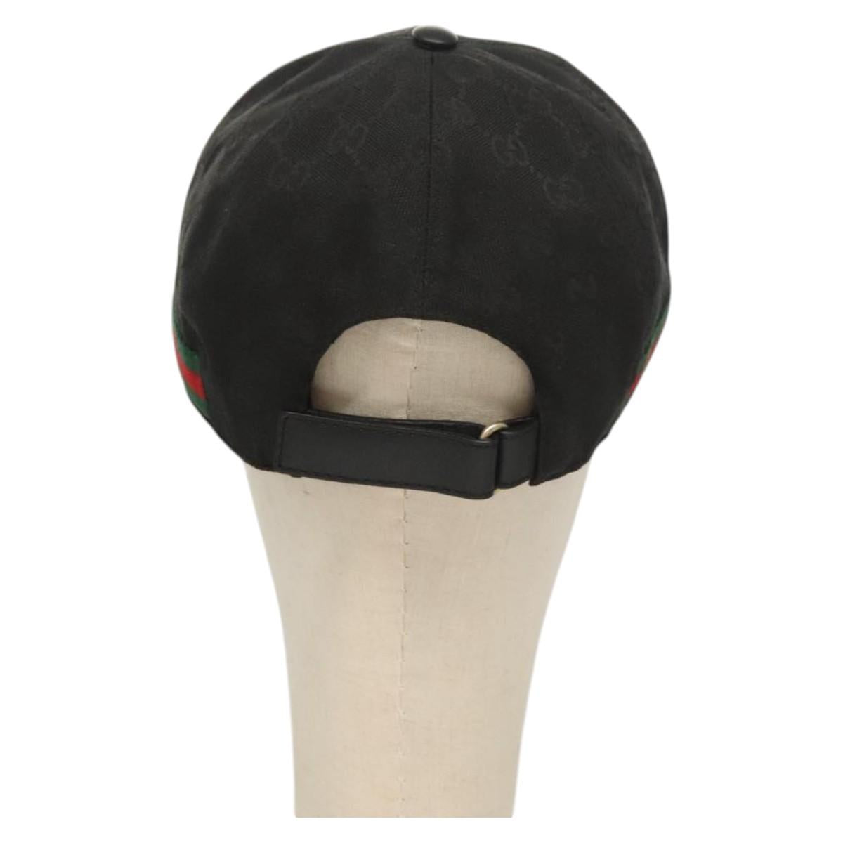 GUCCI Web Sherry Line Hat XL Black Green Red 200035 Auth ar13585