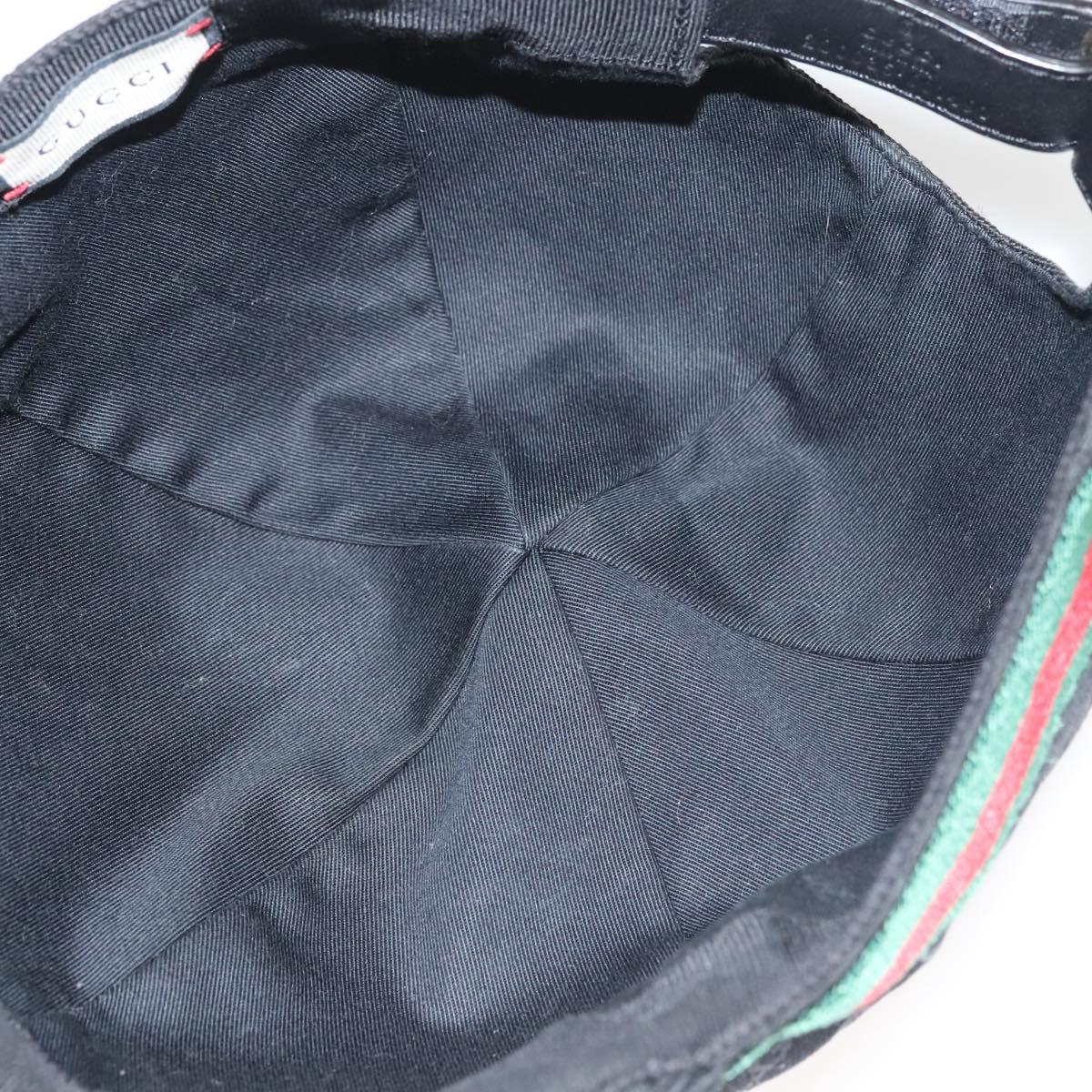 GUCCI Web Sherry Line Hat XL Black Green Red 200035 Auth ar13585