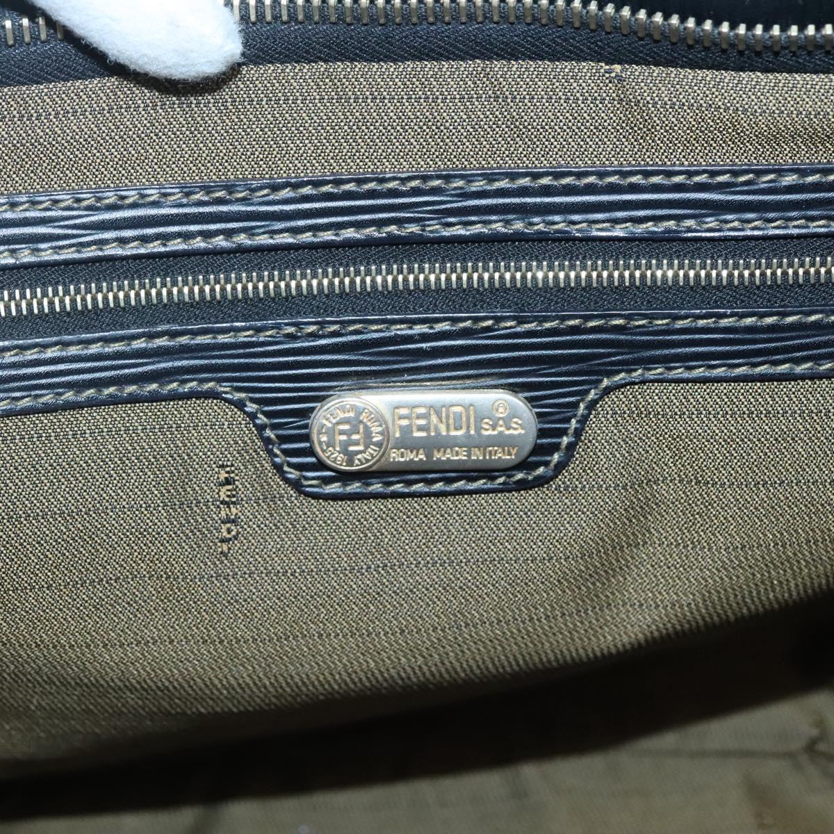 FENDI Zucca Canvas Hand Bag Brown Black gold Auth ar13588