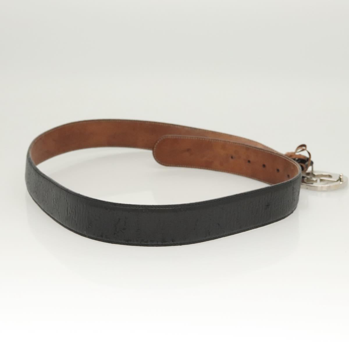 GUCCI GG Canvas Guccissima Belt Leather 44.5"" Black 411924 Auth ar13596