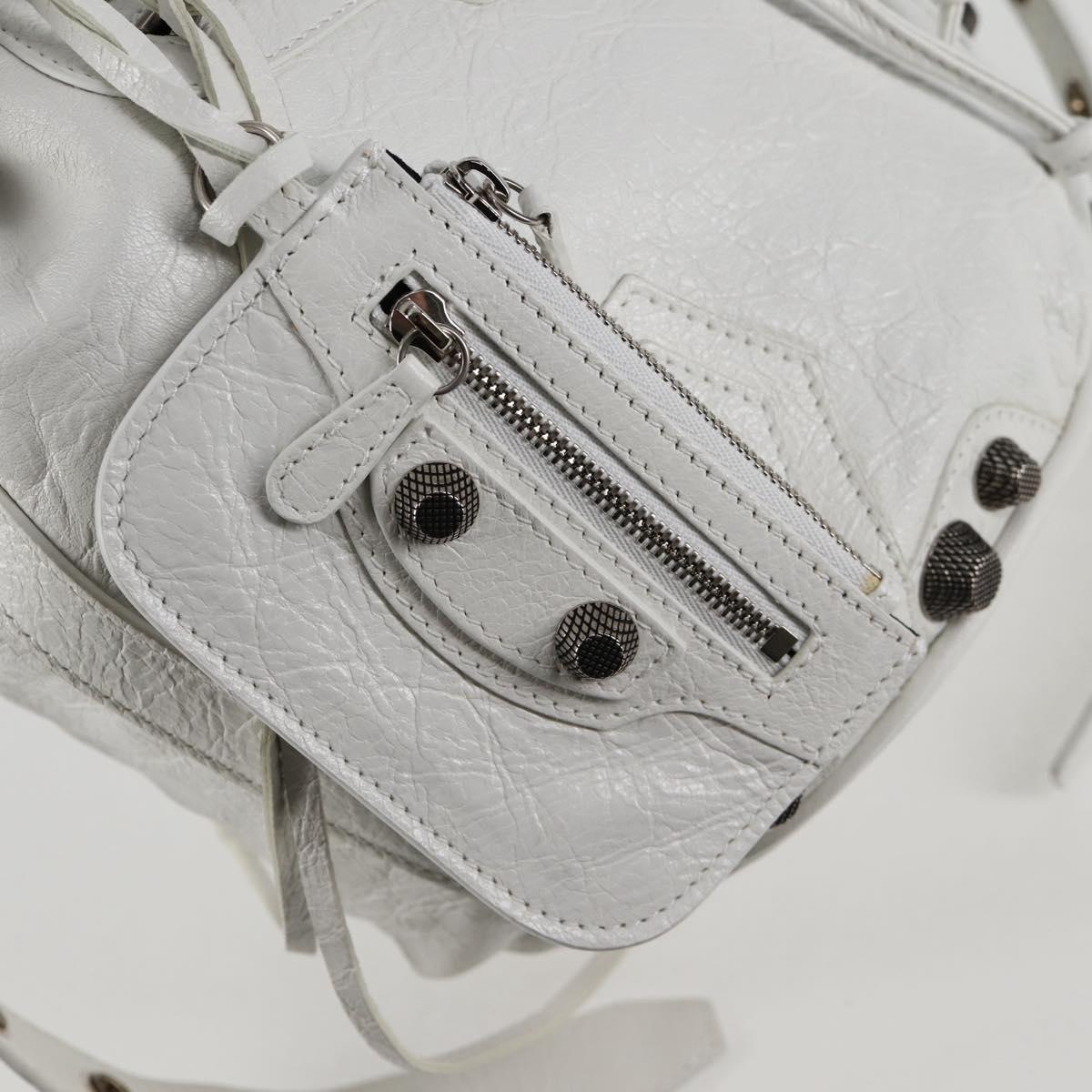 BALENCIAGA Le Cagole XS Hand Bag Leather 2way White Silver 702432 Auth ar13609AM