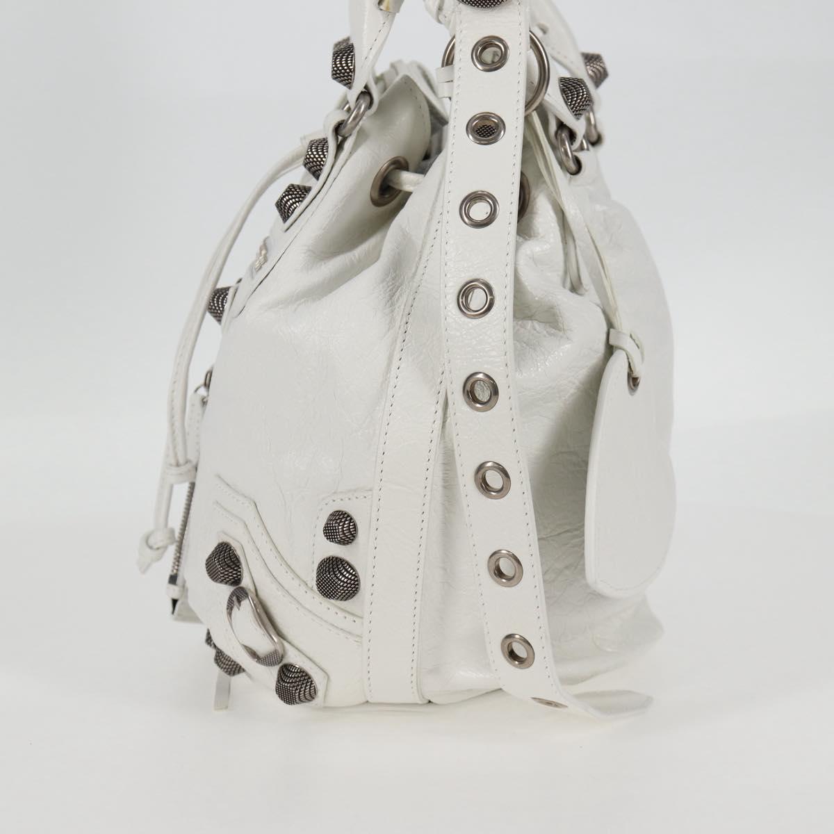 BALENCIAGA Le Cagole XS Hand Bag Leather 2way White Silver 702432 Auth ar13609AM