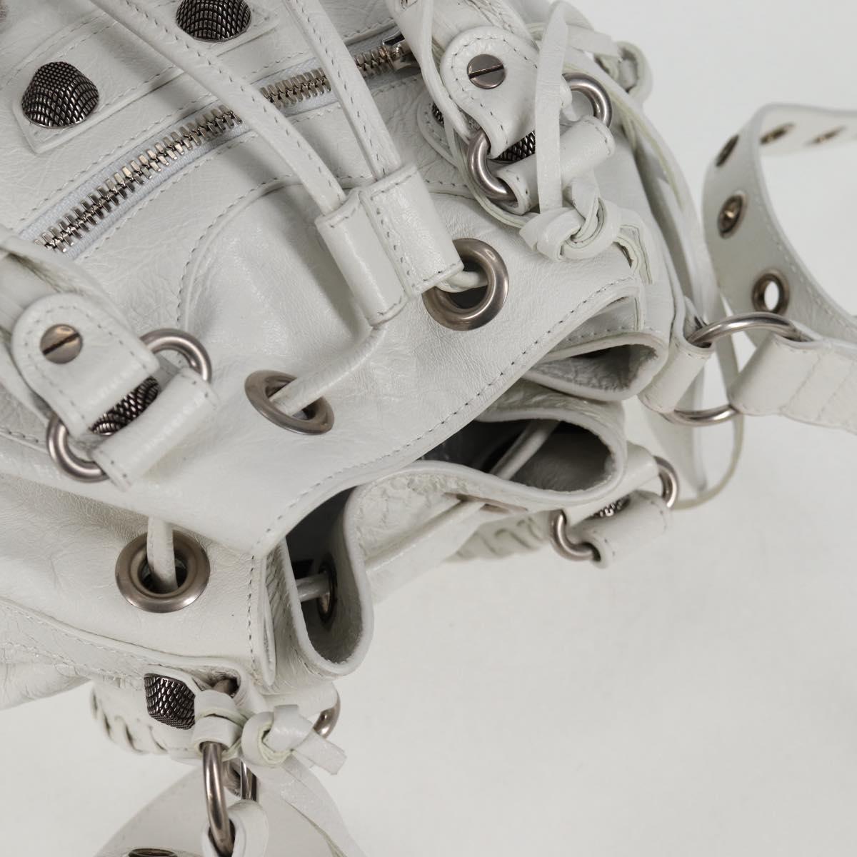 BALENCIAGA Le Cagole XS Hand Bag Leather 2way White Silver 702432 Auth ar13609AM