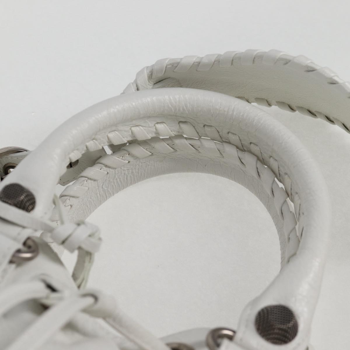 BALENCIAGA Le Cagole XS Hand Bag Leather 2way White Silver 702432 Auth ar13609AM