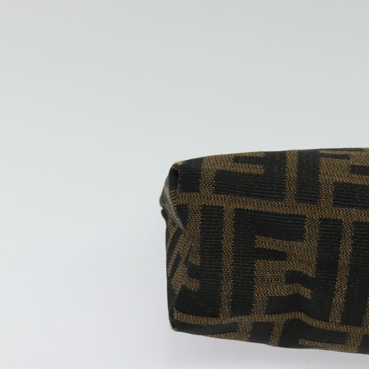 FENDI Zucca Canvas Pouch Black Brown Silver Auth ar13615