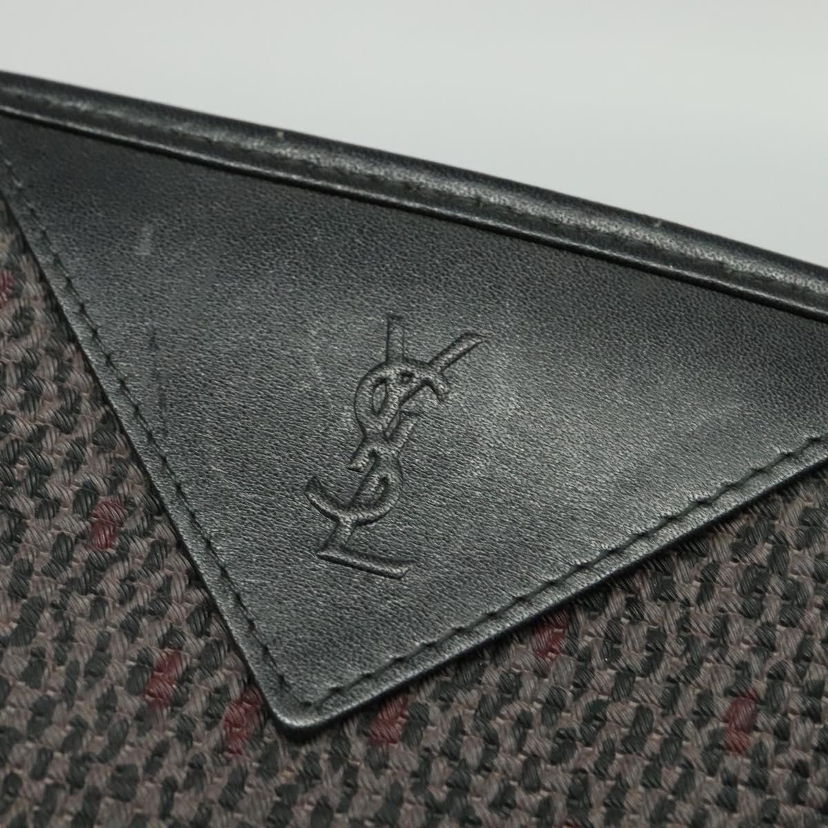 SAINT LAURENT Clutch Bag PVC Canvas Black Auth ar13616