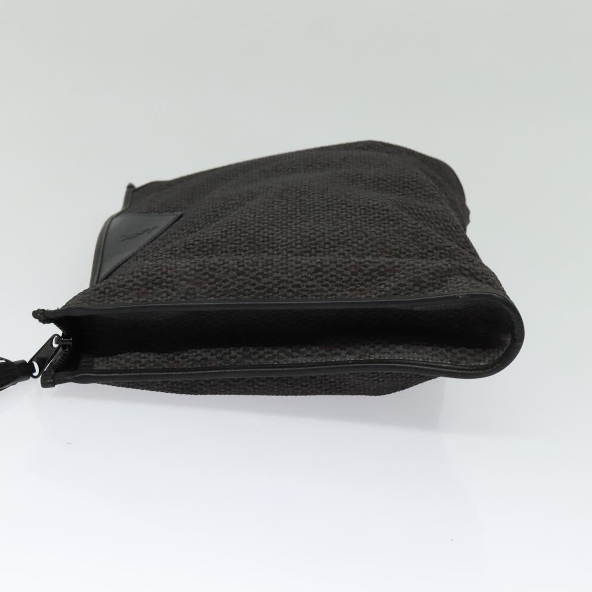 SAINT LAURENT Clutch Bag PVC Canvas Black Auth ar13616