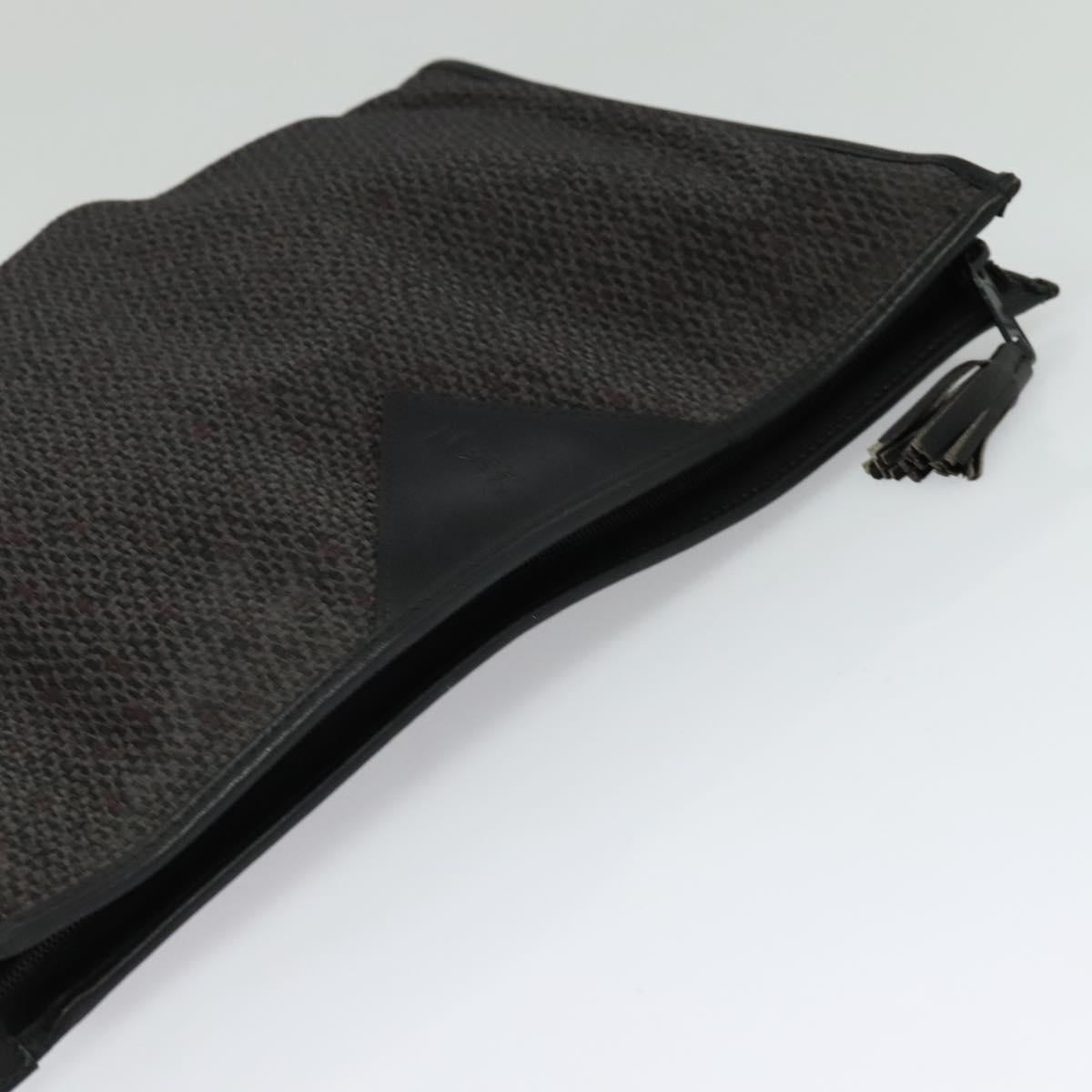 SAINT LAURENT Clutch Bag PVC Canvas Black Auth ar13616