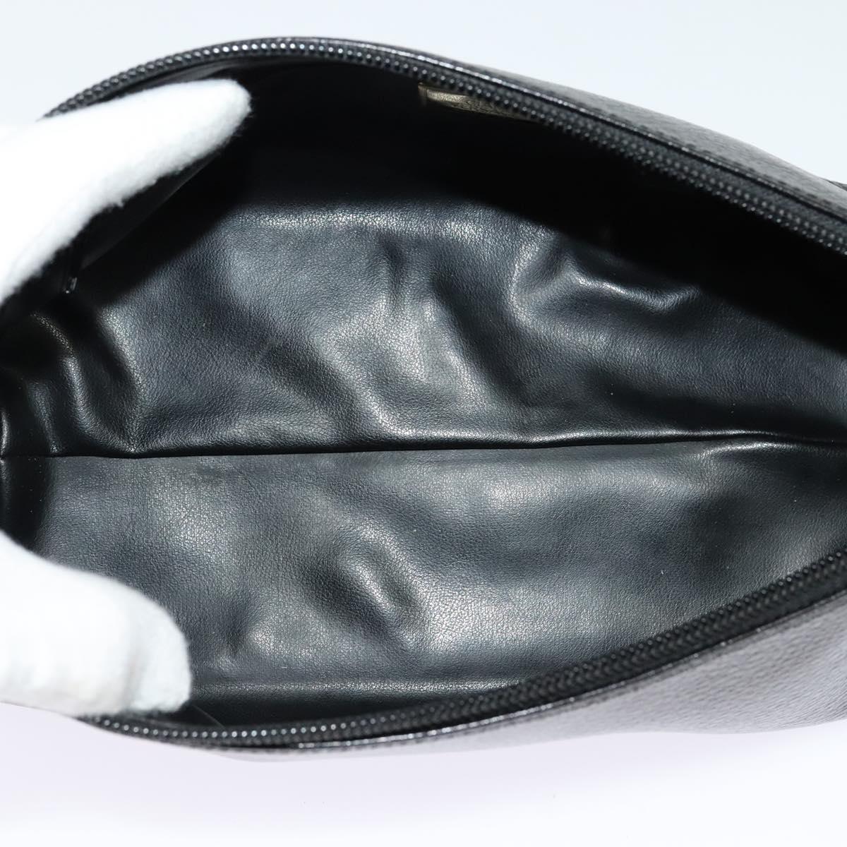 Gianni Versace Clutch Bag Leather Black Gold Auth ar13622