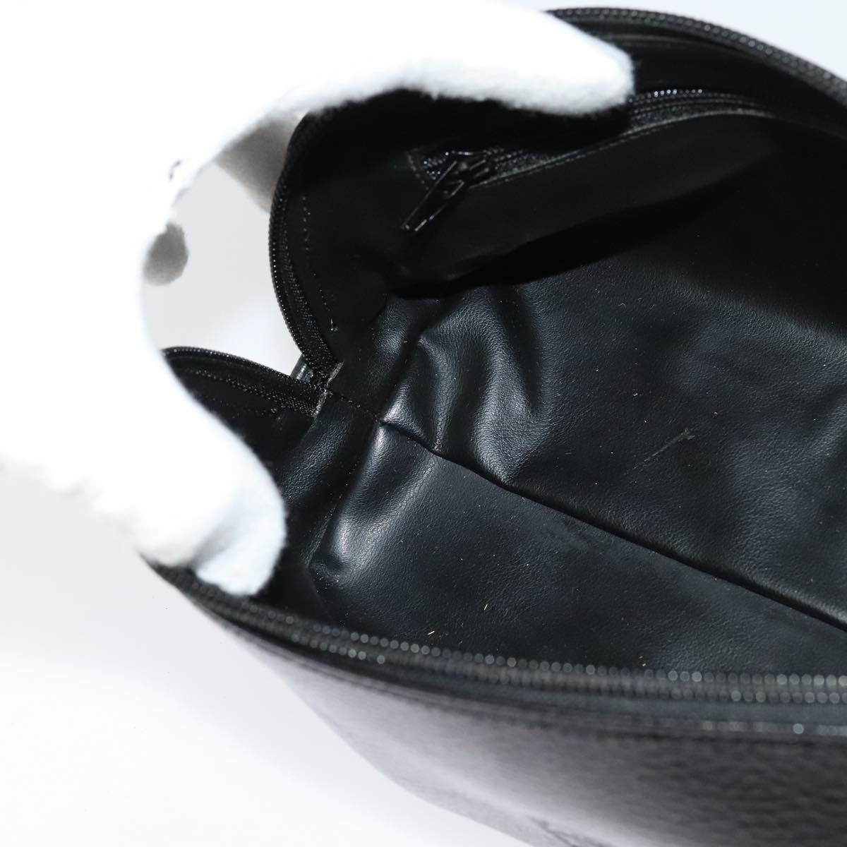 Gianni Versace Clutch Bag Leather Black Gold Auth ar13622