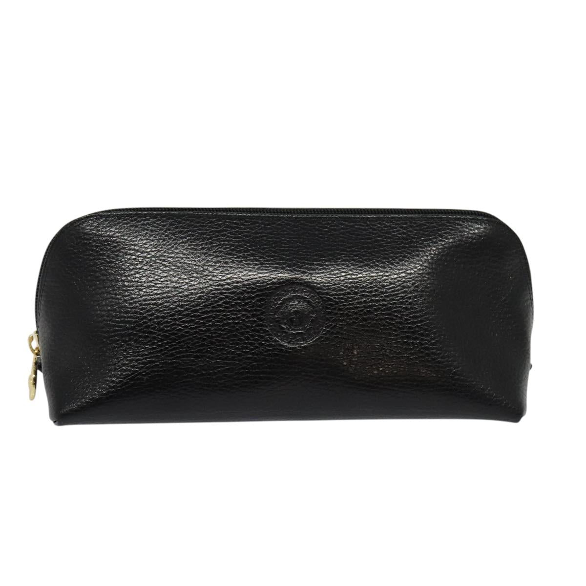 Gianni Versace Clutch Bag Leather Black Gold Auth ar13622