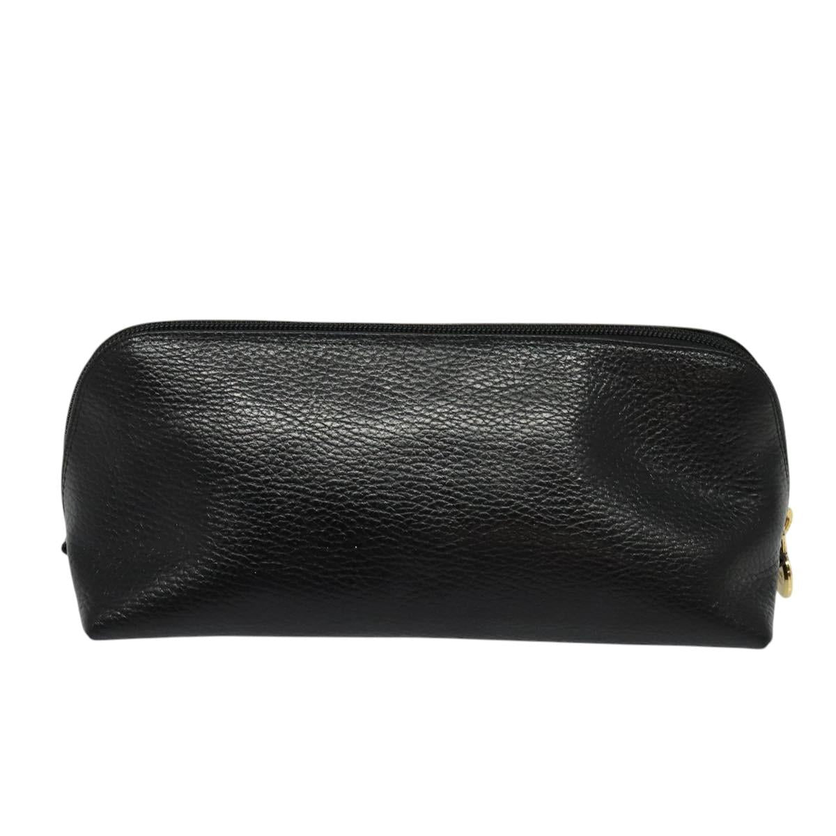 Gianni Versace Clutch Bag Leather Black Gold Auth ar13622