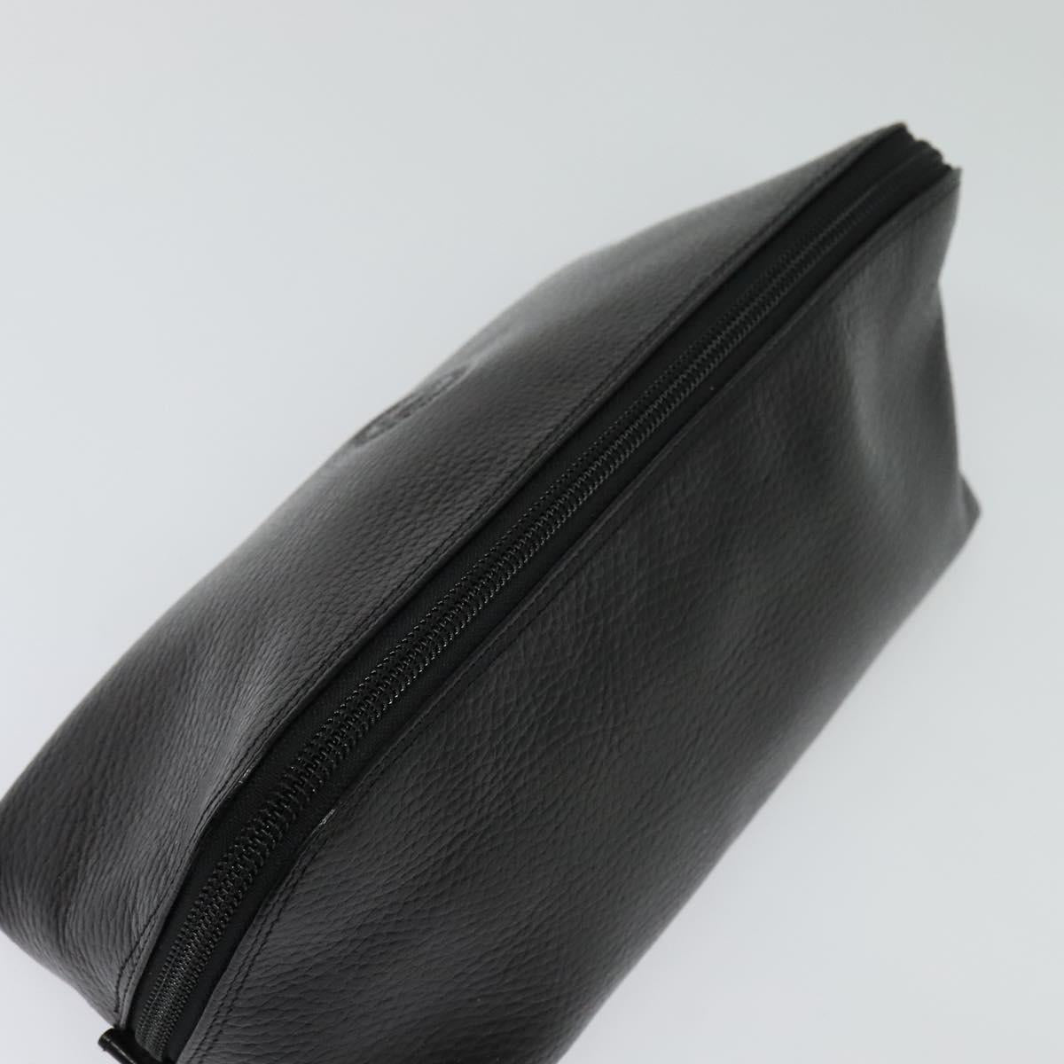 Gianni Versace Clutch Bag Leather Black Gold Auth ar13622