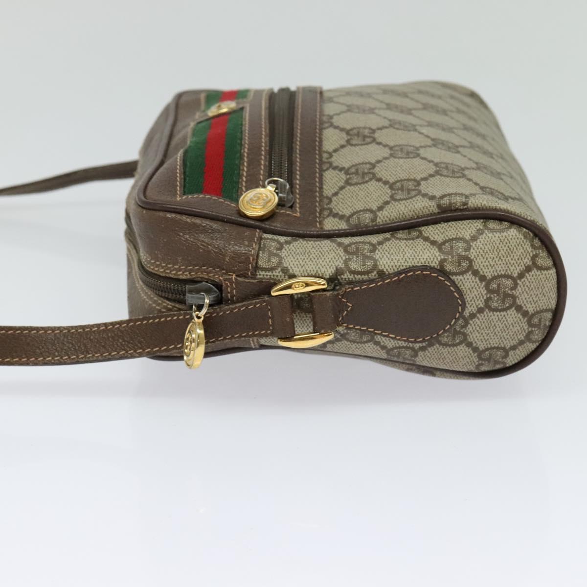 GUCCI GG Supreme Web Sherry Line Shoulder Bag PVC Beige 56 02 087 Auth ar13632